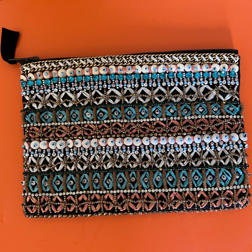 Multicolor Beaded Pouch/Clutch 6x9